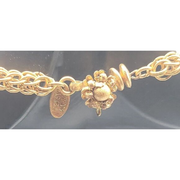 Miriam Haskell Puka Shell Raw Coral Necklace Vintage 15" Gold Tone Wheat Chain - Picture 15 of 16